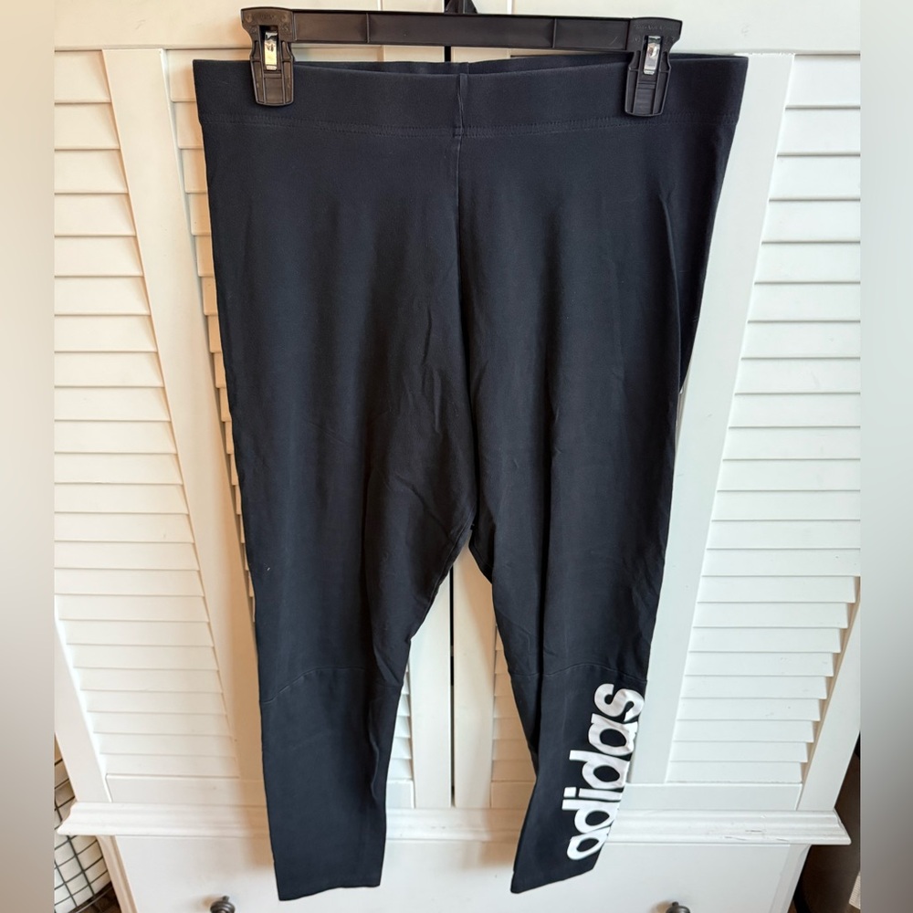 Adidas Black Leggings with White Logo